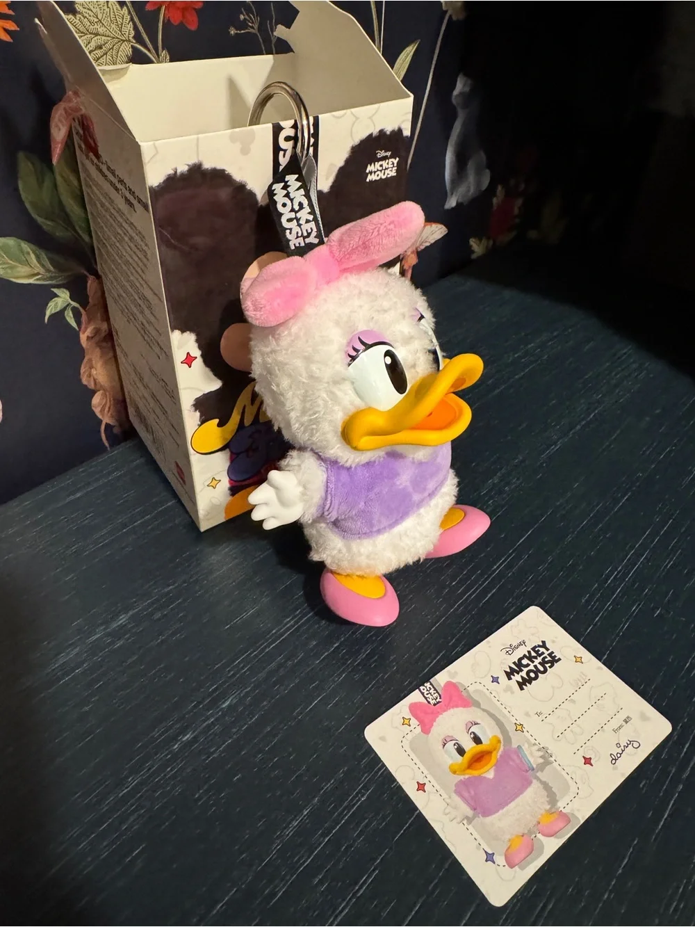 Disney Daisy Duck Plush Keychain - White, Pink & Purple